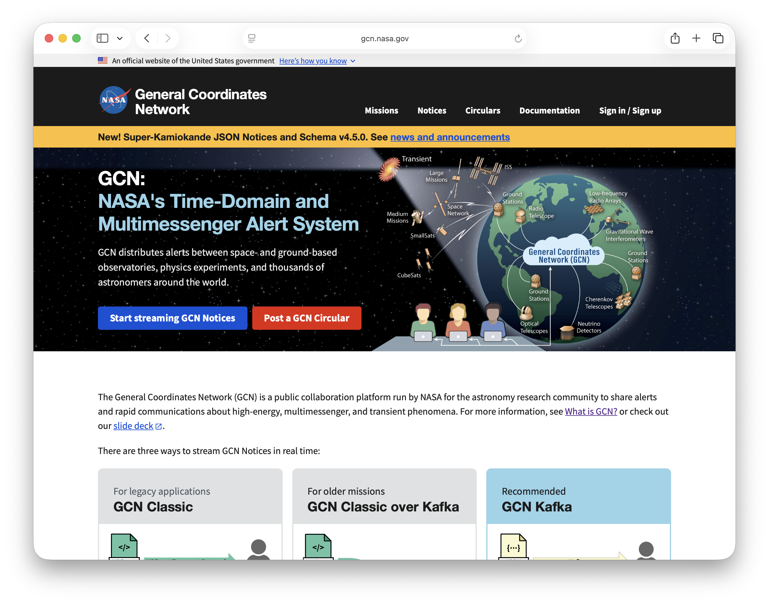 Screenshot of new website